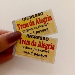 Mini Ingressos Papel moeda 5x3cm    