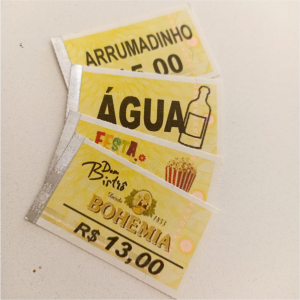 Ticket Ficha Papel moeda 5x3cm    